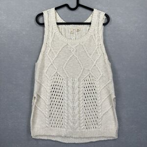 Moth By Anthropologie Women’s Cable Knit Size Large Sleeveless Sweater Blended